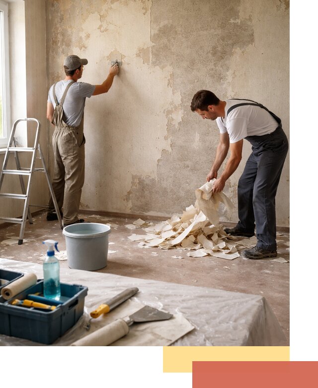 Снятие старых обоев в бору быстро и качественно