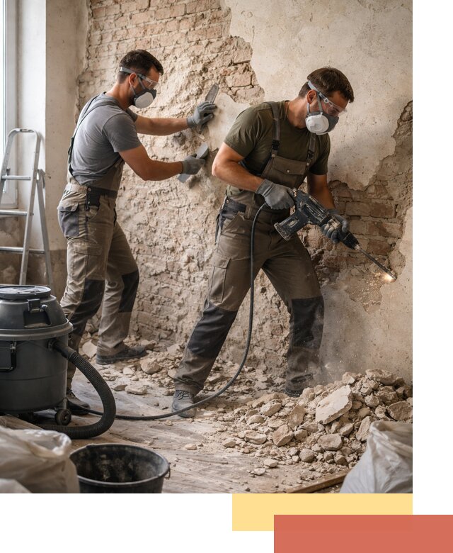 Демонтаж штукатурки со стен в бору быстро и аккуратно