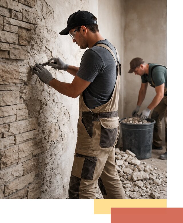 Демонтаж декоративного камня в бору профессионально и безопасно