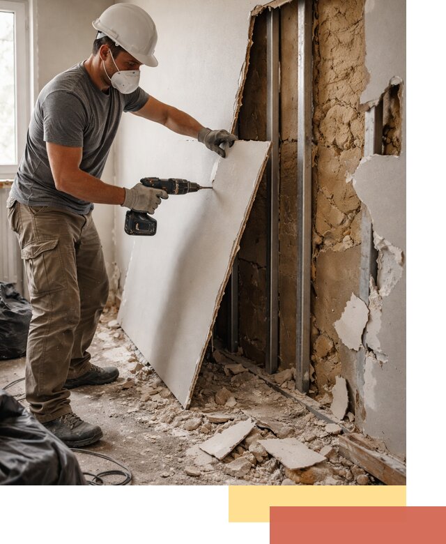 Демонтаж гипсокартона со стен в бору качественно и быстро