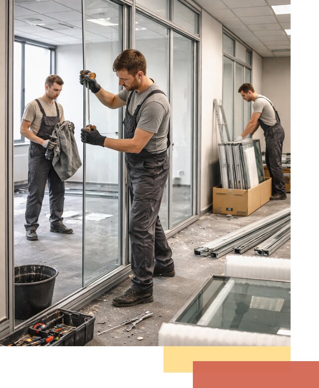 Демонтаж стеклянных перегородок в бору быстро и безопасно