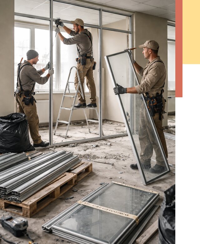 Демонтаж алюминиевых перегородок в бору от 4364 руб. — быстро и недорого | ОТДЕЛОЧНИК-Бор