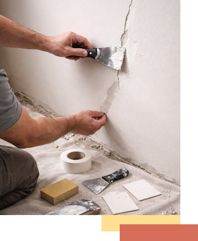 Заделка трещин и сколов в стенах и потолках в бору