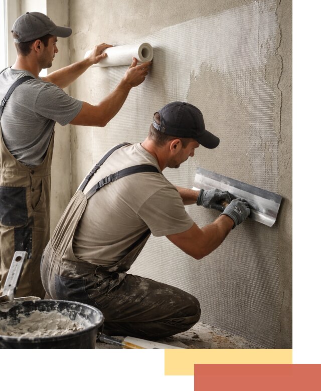 Армирование стен стеклосеткой в бору для прочной отделки