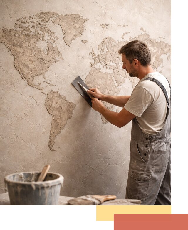 Декоративная штукатурка «Карта мира» под ключ в бору