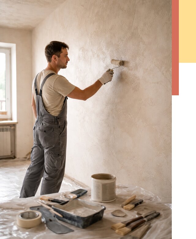 Нанесение лессирующей краски по декоративке в бору от 1818 руб. | ОТДЕЛОЧНИК-Бор