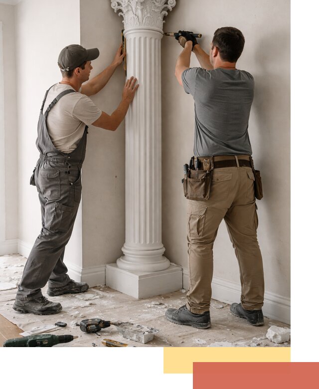 Установка декоративных колонн в бору под ключ