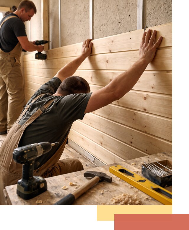 Монтаж деревянной вагонки на стены в бору быстро и качественно