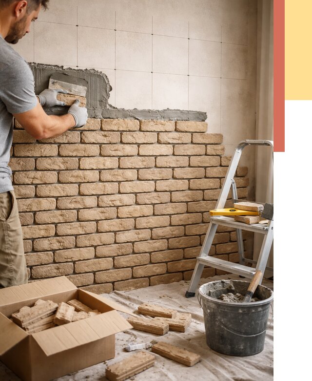 Монтаж декоративного кирпича в бору от 3325 руб./м² — быстро и недорого | ОТДЕЛОЧНИК-Бор