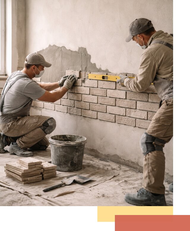 Монтаж декоративного кирпича профессионально в бору