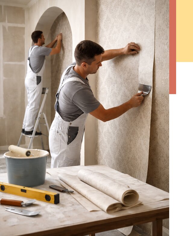 Поклейка обоев на сложные стены в бору от 2909 руб. под ключ | ОТДЕЛОЧНИК-Бор