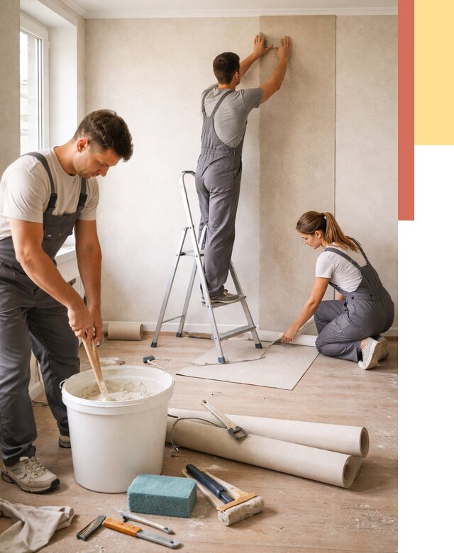 Оклейка стен обоями в бору от 3637 руб/м2 — быстро и недорого | ОТДЕЛОЧНИК-Бор