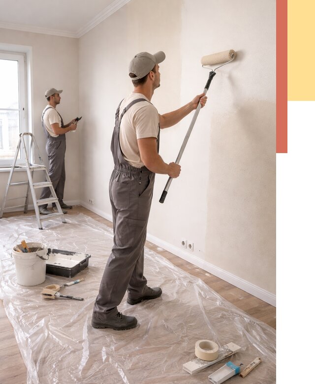 Покраска стен акриловой краской в бору от 3637 руб./м² — быстро и недорого | ОТДЕЛОЧНИК-Бор