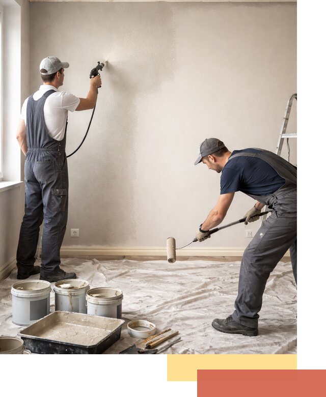 Покраска стен моющейся краской и защита поверхностей в бору