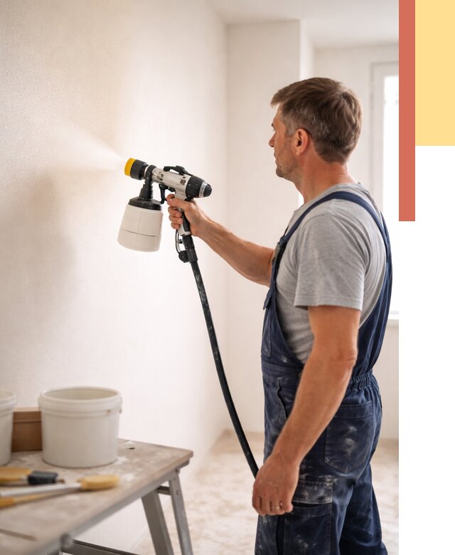 Покраска стен краскопультом в бору от 7793 руб. — механизированная покраска | ОТДЕЛОЧНИК-Бор