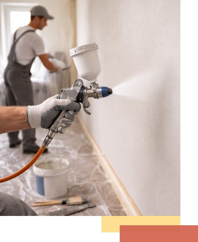 Покраска стен краскопультом в бору быстро и качественно