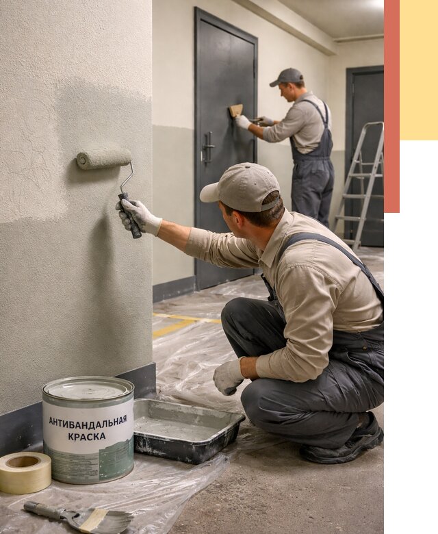 Покраска стен антивандальной краской в бору от 4676 руб./м² под ключ | ОТДЕЛОЧНИК-Бор