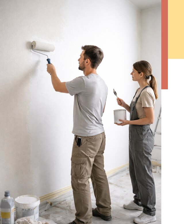 Окраска стен по стеклохолсту в бору от 4676 руб/м² под ключ | ОТДЕЛОЧНИК-Бор