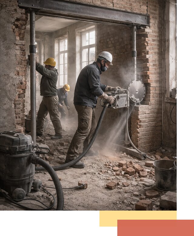 Прорезка проема в стене под дверной или оконный проем в бору