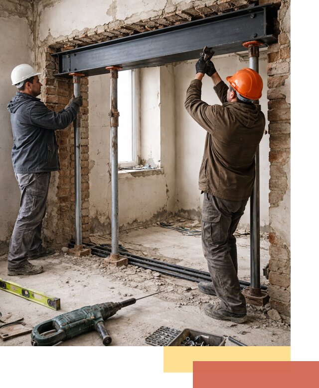 Усиление проема в стене в бору для расширения и безопасности