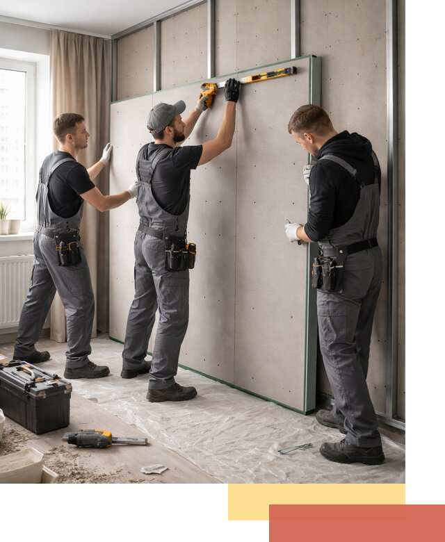 Шумоизоляция стен панелями ЗИПС в бору для жилых и коммерческих помещений