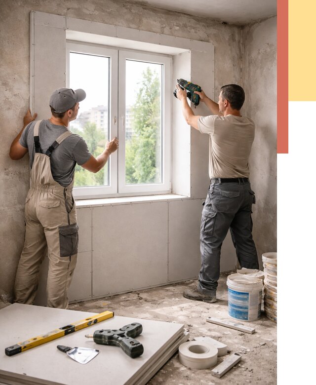 Монтаж откосов из гипсокартона в бору от 4676 руб. под ключ | ОТДЕЛОЧНИК-Бор