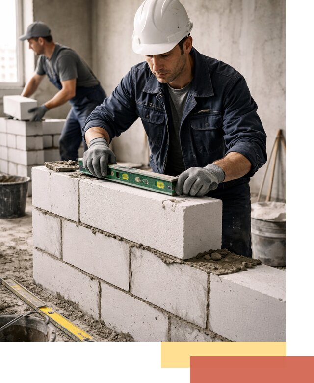 Кладка перегородок из пеноблока под ключ в бору