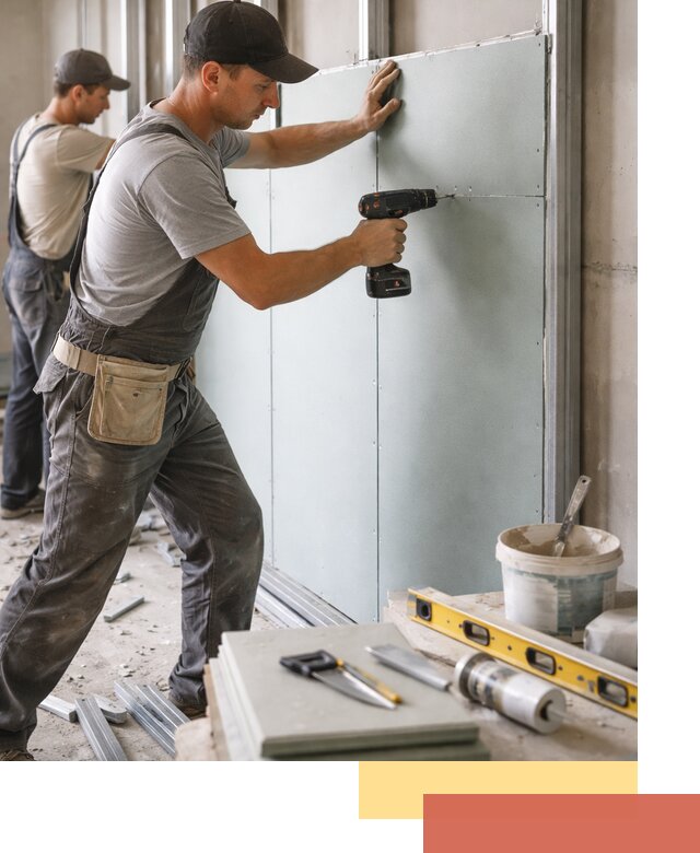 Кладка влагостойких перегородок ПГП в бору