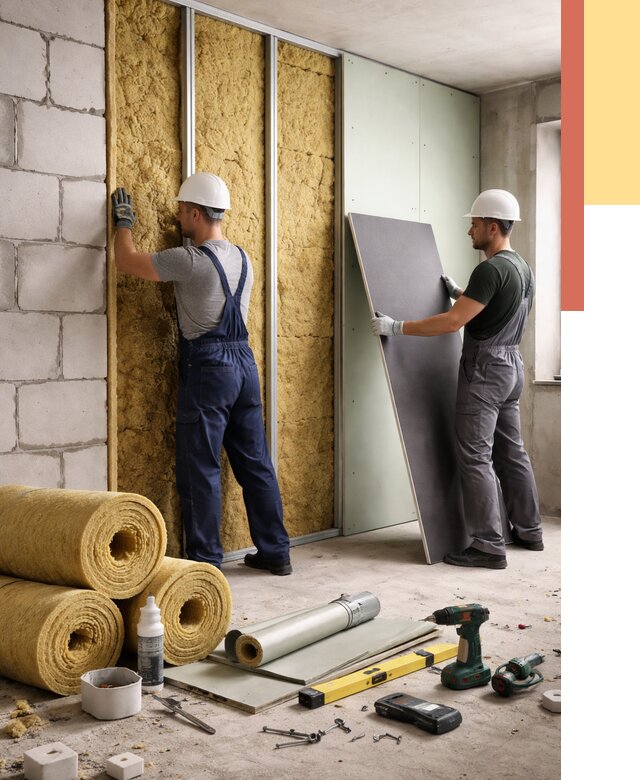 Шумоизоляция перегородок из блоков в бору от 1922 руб./м² — быстро и недорого | ОТДЕЛОЧНИК-Бор