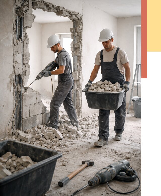 Демонтаж блоковых перегородок в бору от 3896 руб. — быстро и недорого | ОТДЕЛОЧНИК-Бор