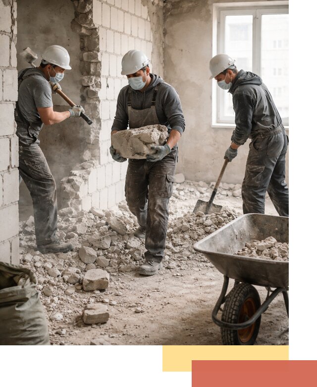 Демонтаж блочных перегородок в бору быстро и аккуратно