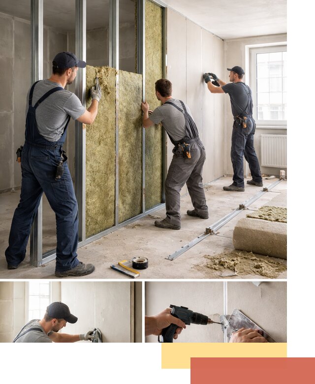 Перегородка из гипсокартона с шумоизоляцией в бору — монтаж под ключ