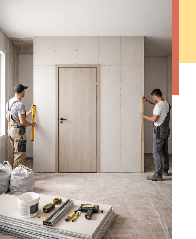 Перегородка из гипсокартона с дверью в бору от 4676 руб. под ключ | ОТДЕЛОЧНИК-Бор