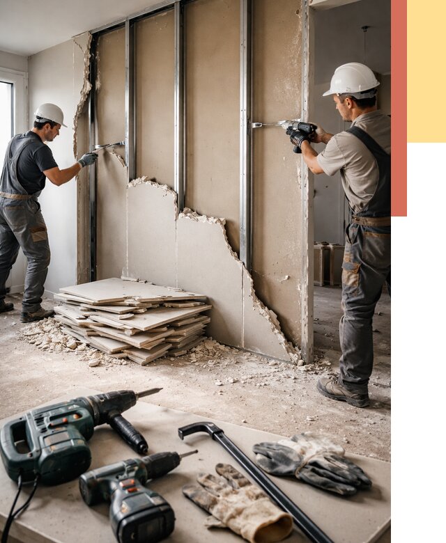 Демонтаж перегородки из гипсокартона в бору от 1247 руб. быстро и недорого | ОТДЕЛОЧНИК-Бор