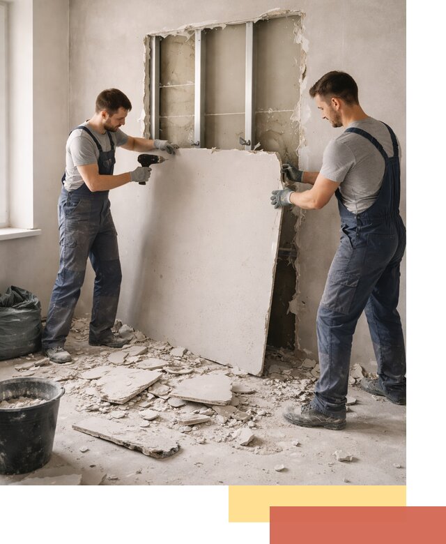 Демонтаж перегородки из гипсокартона в бору быстрый и аккуратный