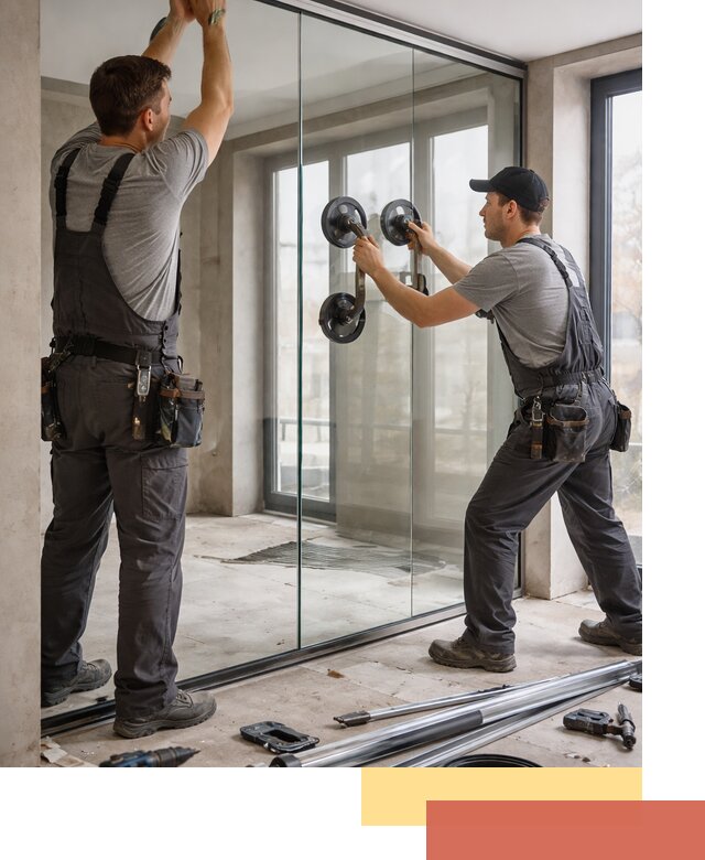 Цельностеклянные перегородки под ключ в бору