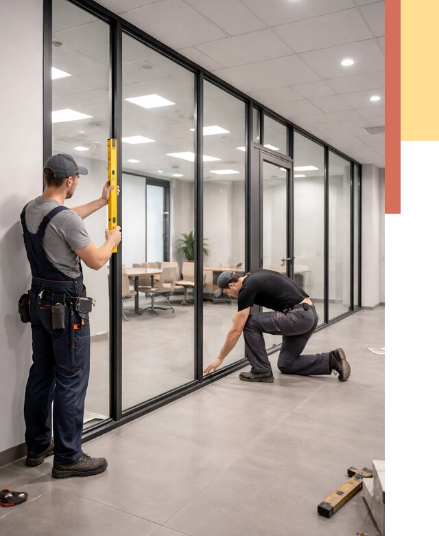 Каркасные стеклянные перегородки в бору под ключ от 9559 руб. | ОТДЕЛОЧНИК-Бор