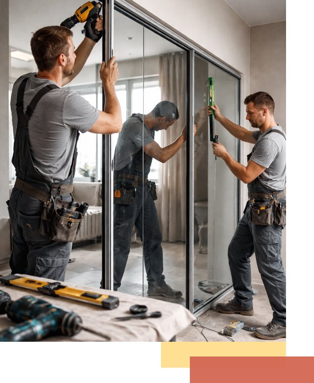 Каркасные стеклянные перегородки под ключ в бору