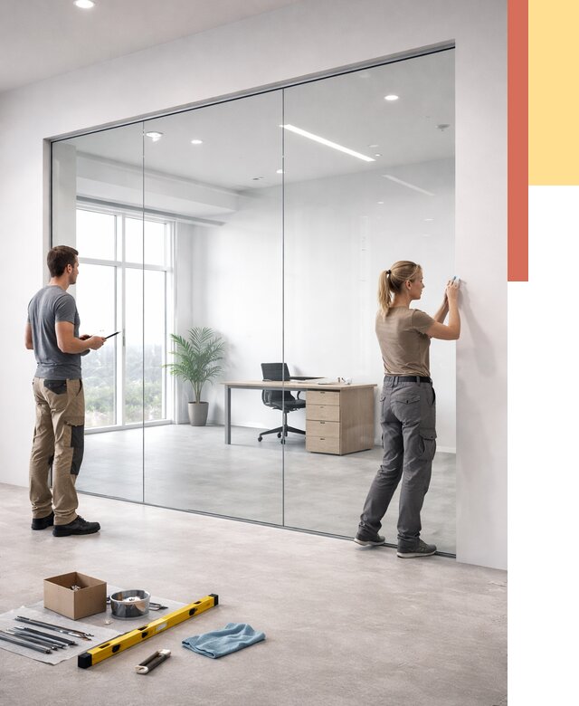 Перегородки из закаленного стекла в бору от 9871 руб. под ключ | ОТДЕЛОЧНИК-Бор