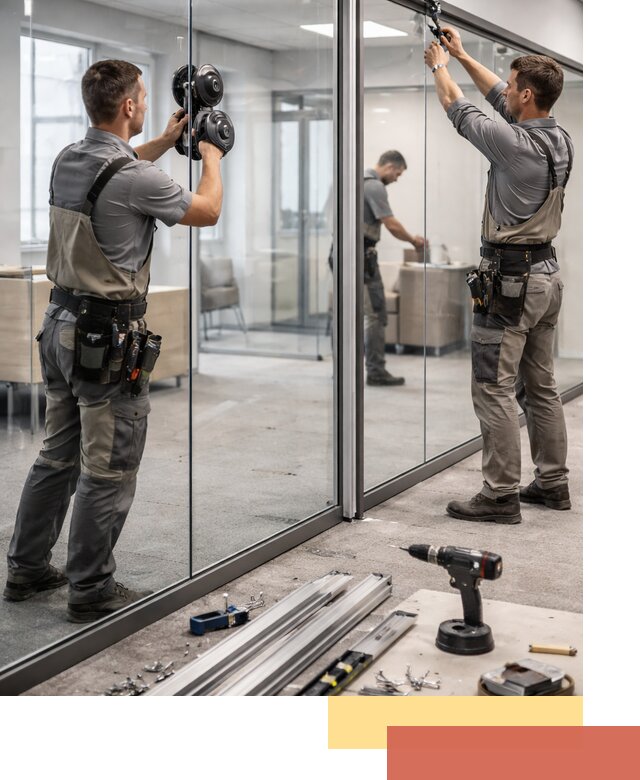 Стеклянные офисные перегородки под ключ в бору