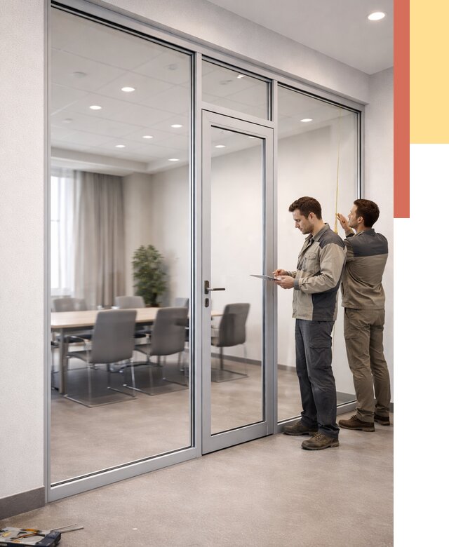 Установка и монтаж алюминиевых перегородок со стеклом в бору от 8520 руб. | ОТДЕЛОЧНИК-Бор