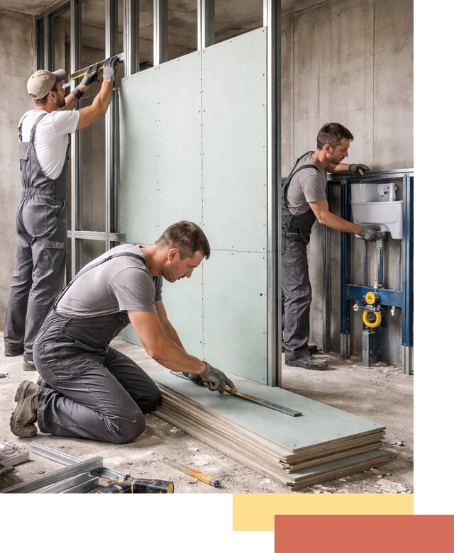 Монтаж и ремонт сантехнических перегородок в бору