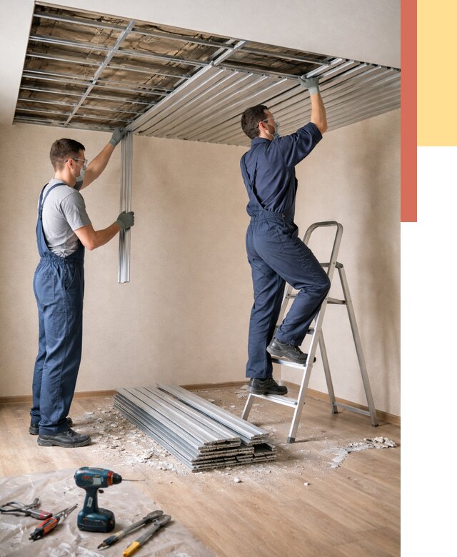 Демонтаж реечного потолка в бору от 4676 руб. быстро и недорого | ОТДЕЛОЧНИК-Бор