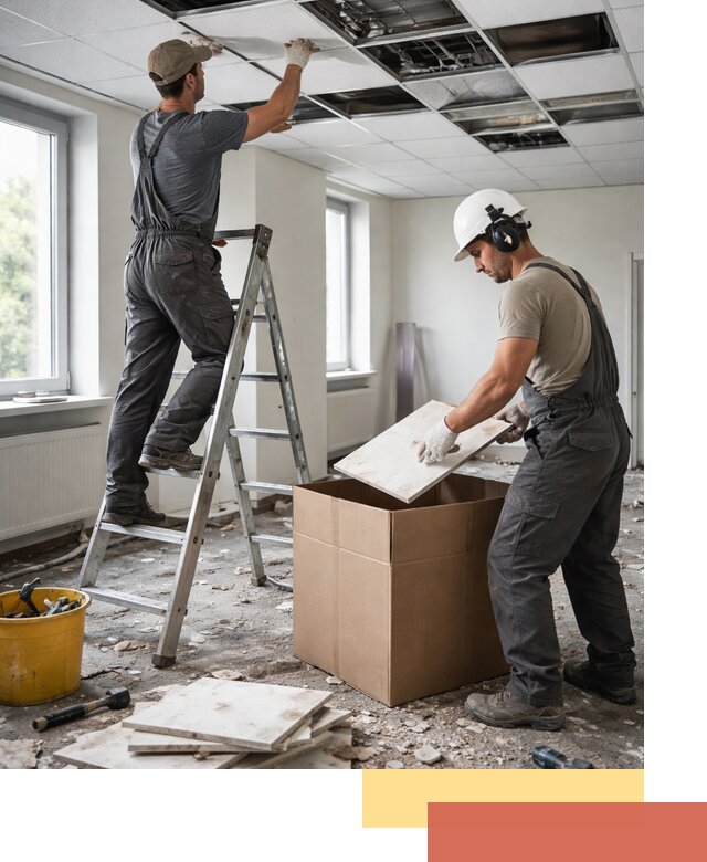 Демонтаж потолочной плитки в бору быстро и аккуратно