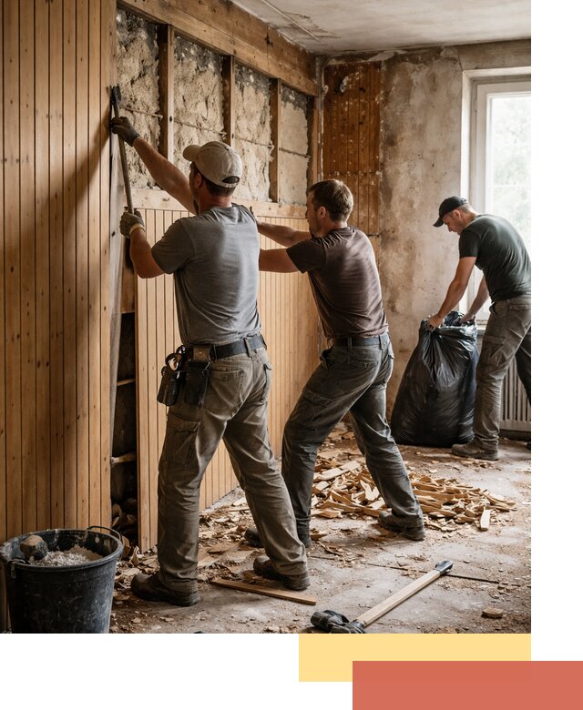 Демонтаж вагонки и вывоз материалов в бору