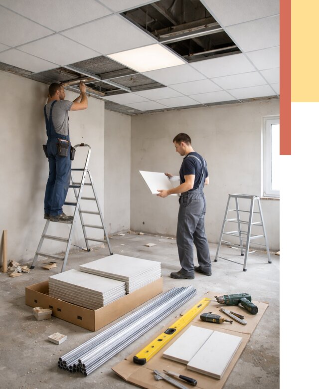 Монтаж потолка армстронг в бору от 4676 руб/м2 — быстрая установка под ключ | ОТДЕЛОЧНИК-Бор