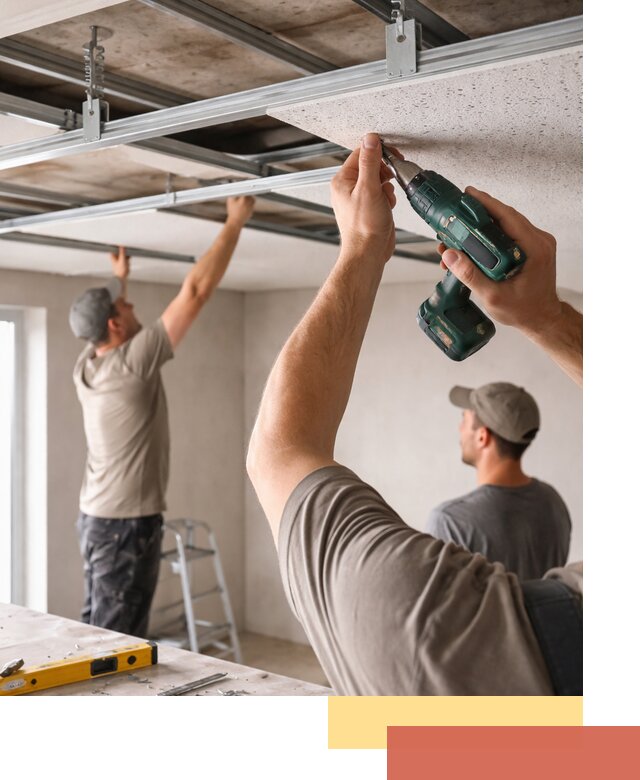 Монтаж акустического потолка в бору под ключ