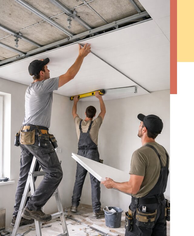 Монтаж потолка из ПВХ панелей в бору от 3637 руб./м2 — быстро и недорого | ОТДЕЛОЧНИК-Бор