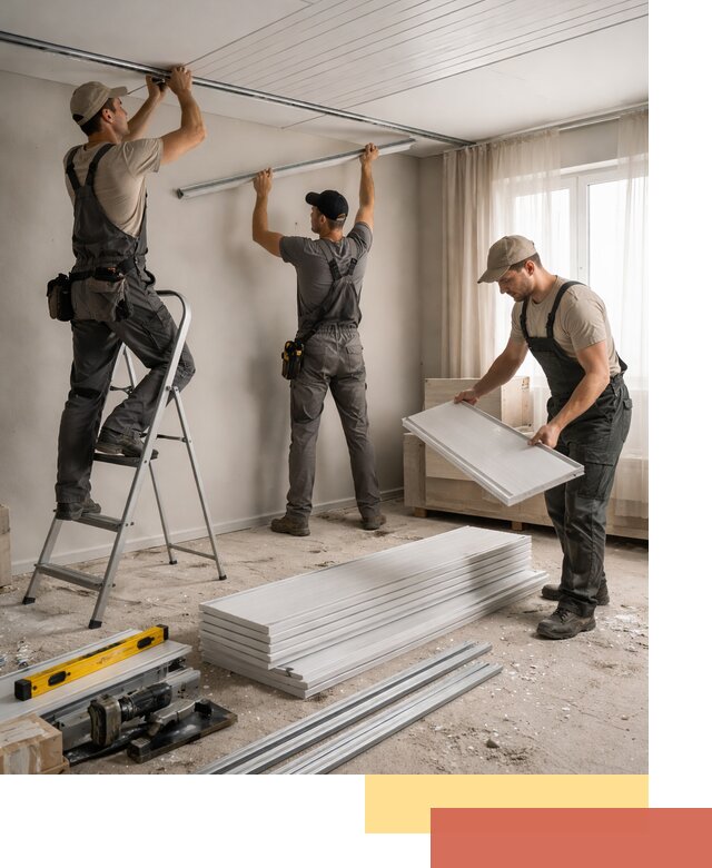 Монтаж потолка из ПВХ панелей в бору оперативно и качественно