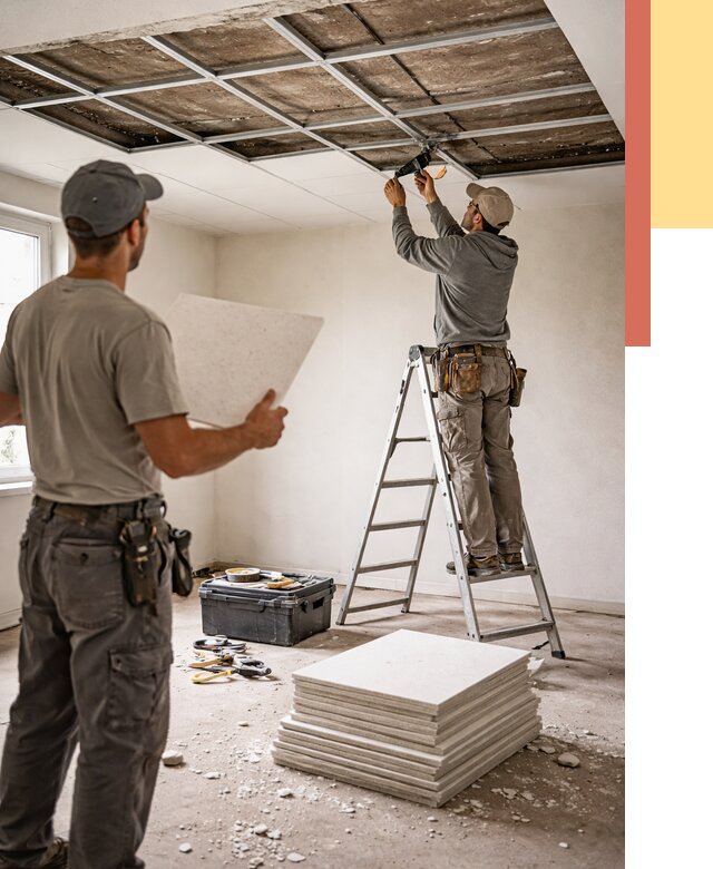 Замена плит подвесного потолка в бору от 1818 руб. быстро и недорого | ОТДЕЛОЧНИК-Бор